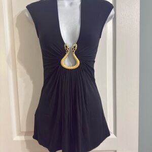 Black Top with Gold Snake Detail